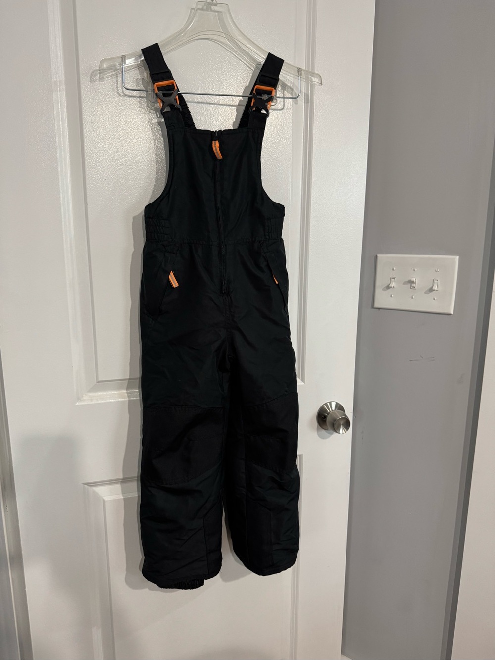 Kids Columbia Black Insulated Snow Bib Overalls with Orange Accent size 4-5